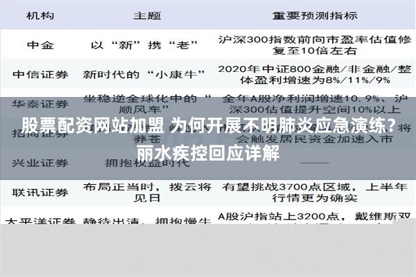 股票配资网站加盟 为何开展不明肺炎应急演练？丽水疾控回应详解