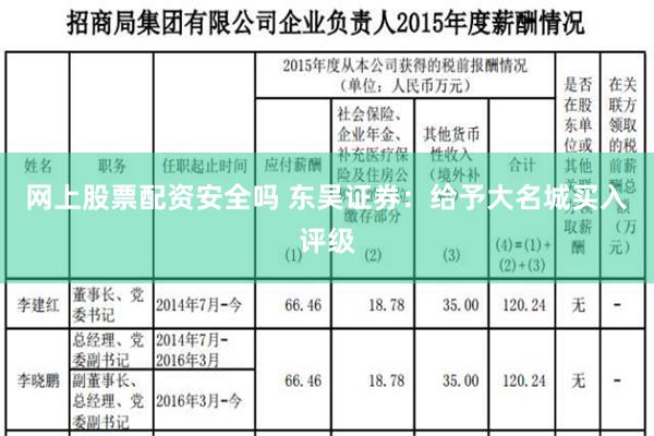 网上股票配资安全吗 东吴证券：给予大名城买入评级