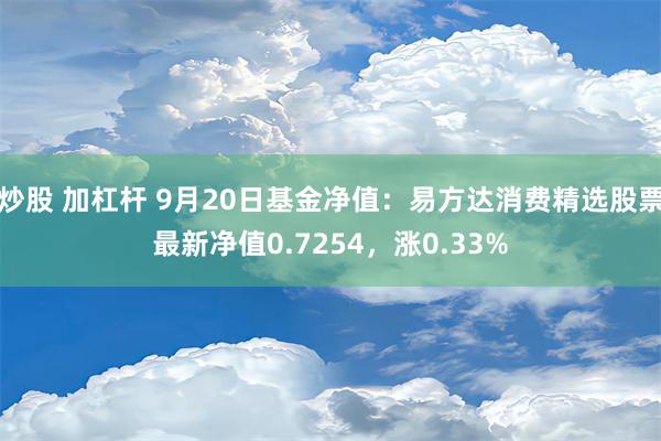 炒股 加杠杆 9月20日基金净值：易方达消费精选股票最新净值0.7254，涨0.33%